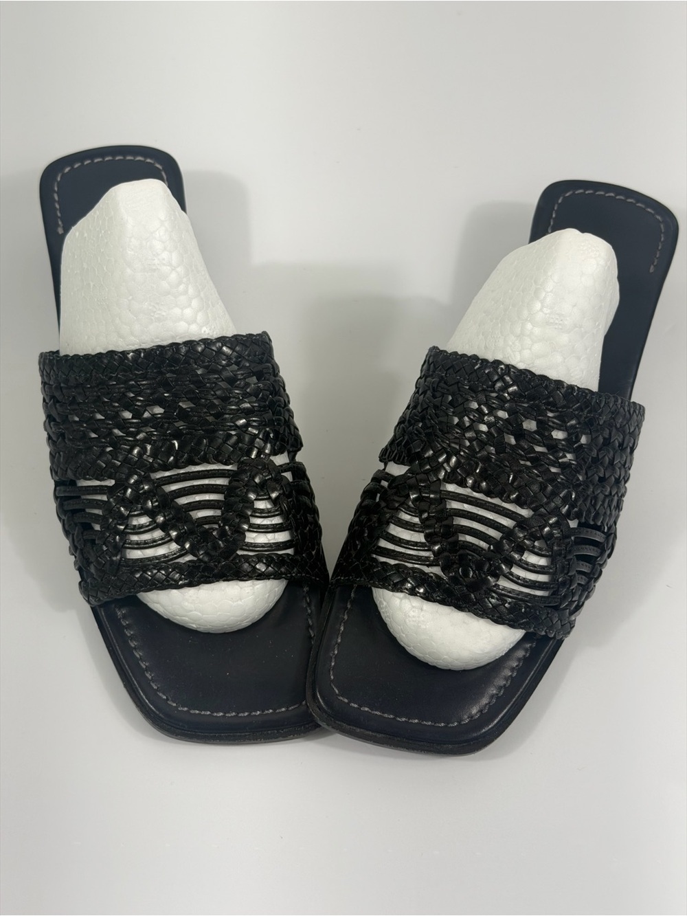 Sesto Meucci Myrtis Black Woven Leather Slide Sandals Made in Italy Women’s 6M - Picture 9 of 11
